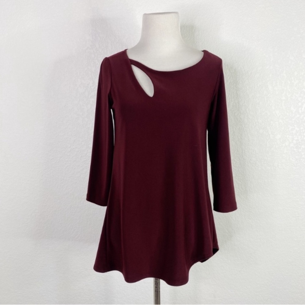 Sympli Pomegranate Purple Maroon Cutting Edge Blouse Top